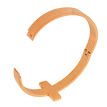 Stainless Steel Rose Gold-Tone Classic Religious Cross White CZ Bangle Bracelet