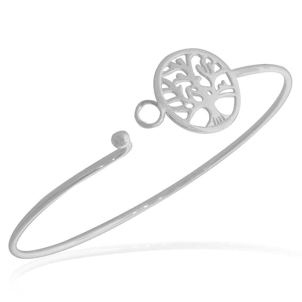 Sterling Silver Tree of Life Classic Charm Bangle Bracelet
