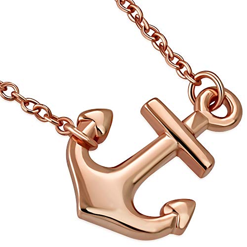 Sideways Anchor Pendant Necklace Sterling Silver
