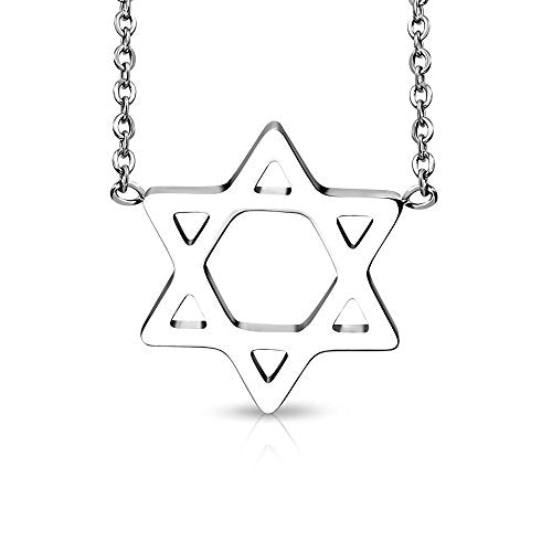Stainless Steel  Gold Jewish Star of David Pendant Necklace