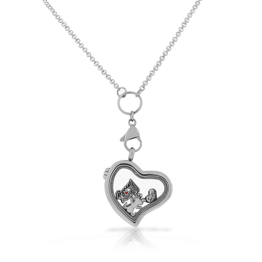 Floating Heart Family Charm Necklace