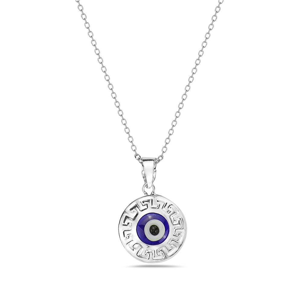 Two Sided Evil Eye Pendant Necklace 925 Sterling Silver