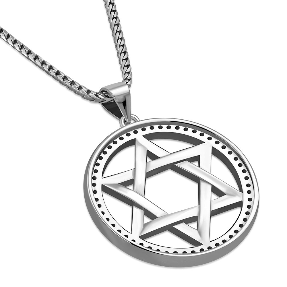 My Daily Styles Large 925 Sterling Silver CZ Star of David Pendant with 22" Chain