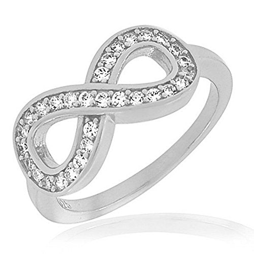 Sterling Silver White Clear CZ Infinity Ring
