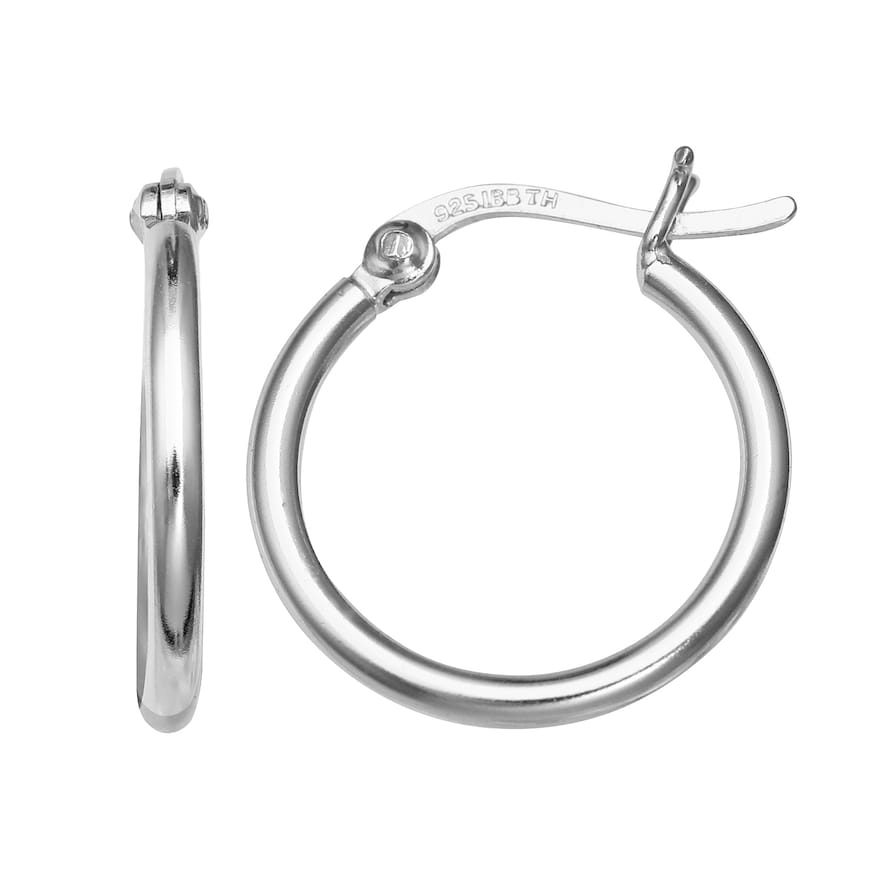 Womens 925 Sterling Silver Classic Polished One Inch 1" Hoop Earrings