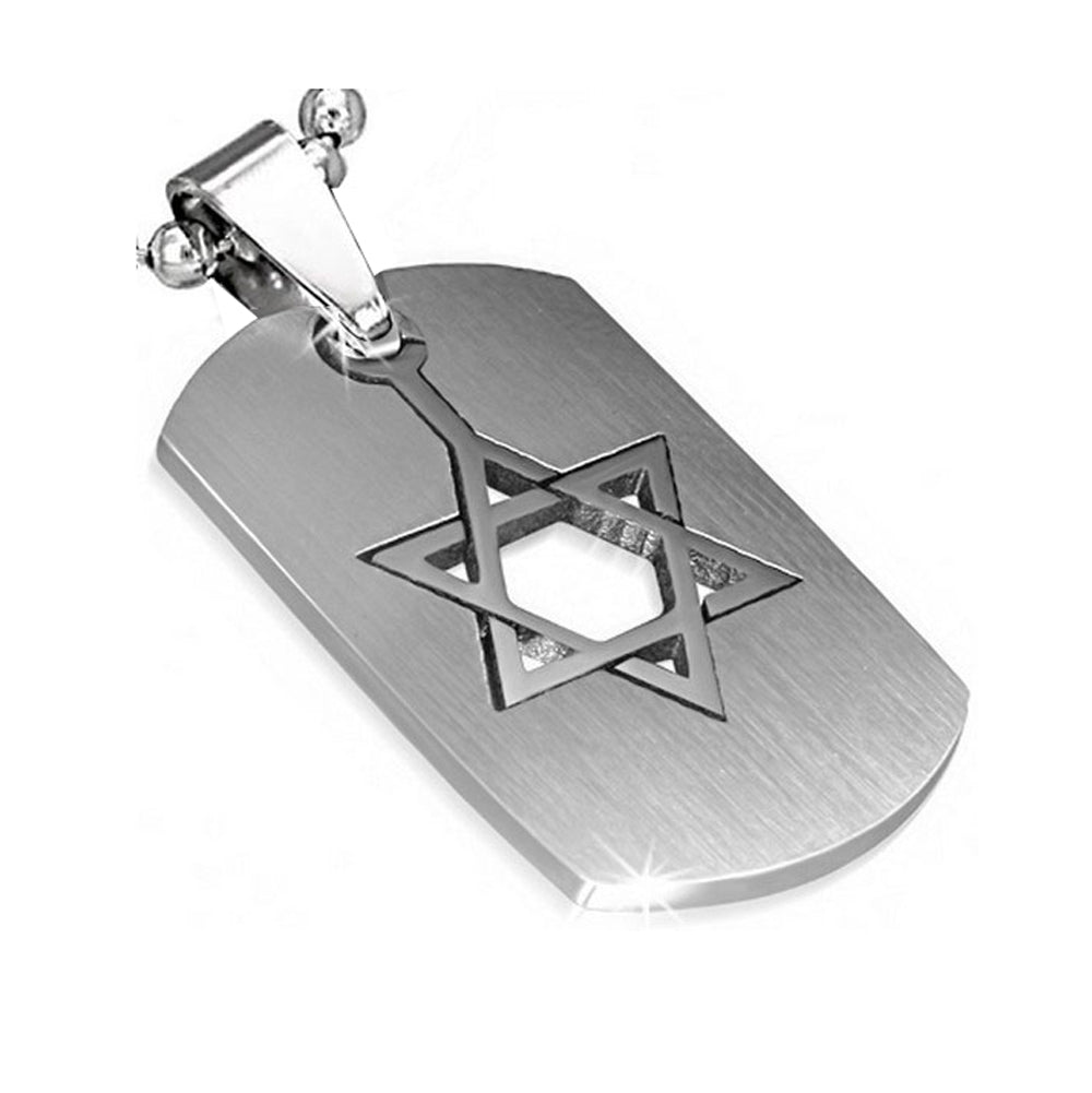 Jewish Star of David Cutout Dog Tag Necklace