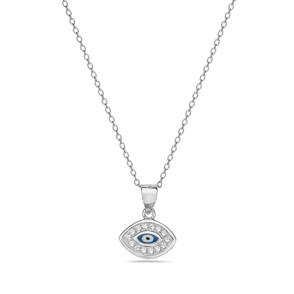 Evil Eye Cubic Zirconia Necklace Pendant Silver