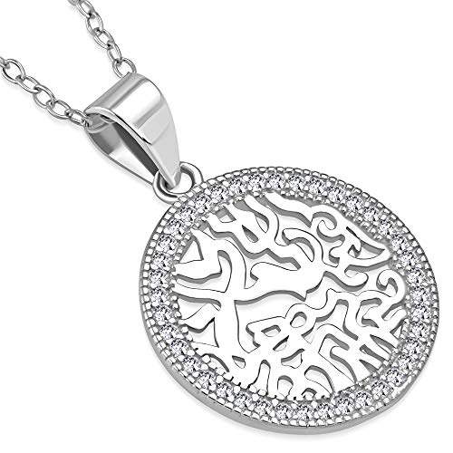 Jewish Shema Necklace Sterling Silver Cubic Zirconia