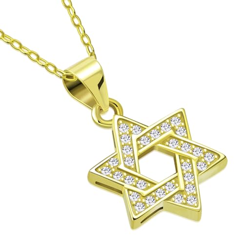 My Daily Styles Elegant 925 Sterling Silver Small Star of David CZ Pendant Necklace - 18" Cable Chain Included