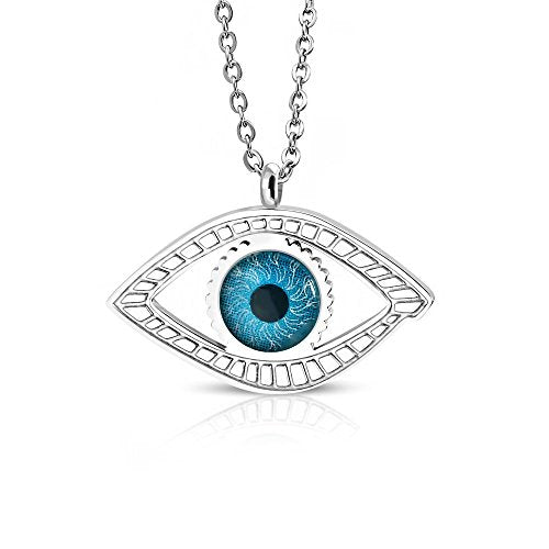 Modern Evil Eye Necklace Sterling Silver