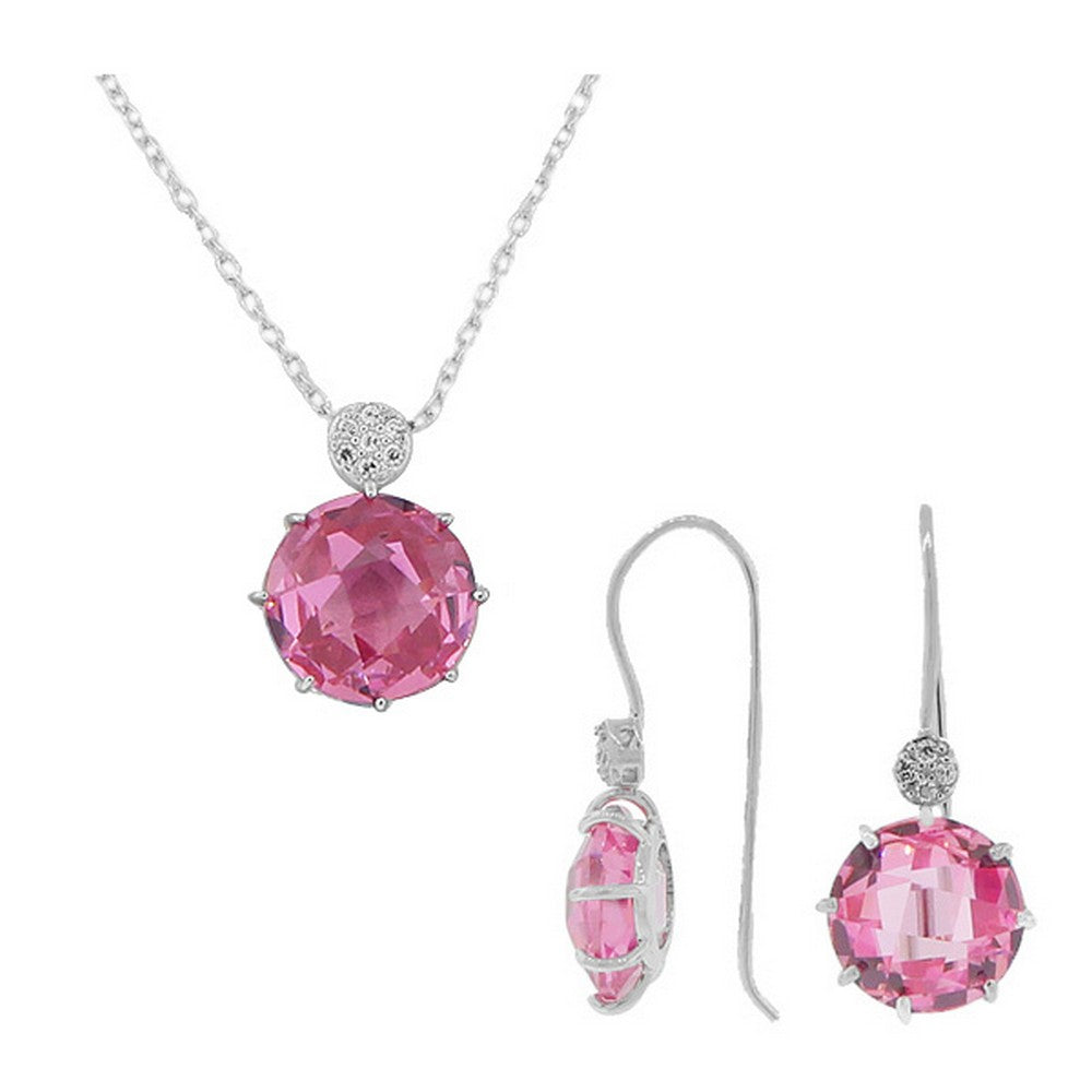 Elegant Pink Sterling Silver Earring Set