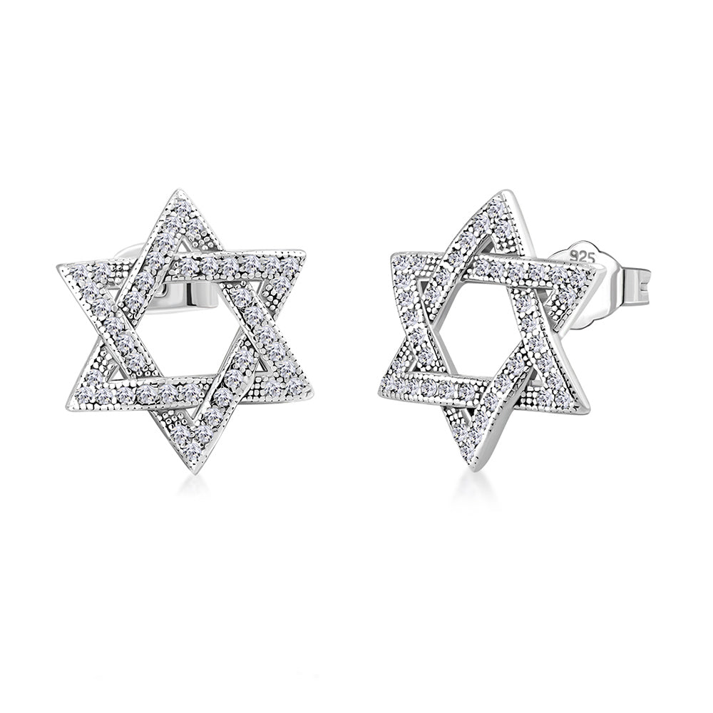 Layered Star of David 925 Sterling Silver Studs
