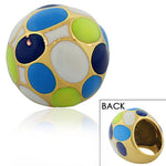 TECNO STEEL Stainless Steel Yellow Gold-Tone Green White Blue Multicolor Statement Ring