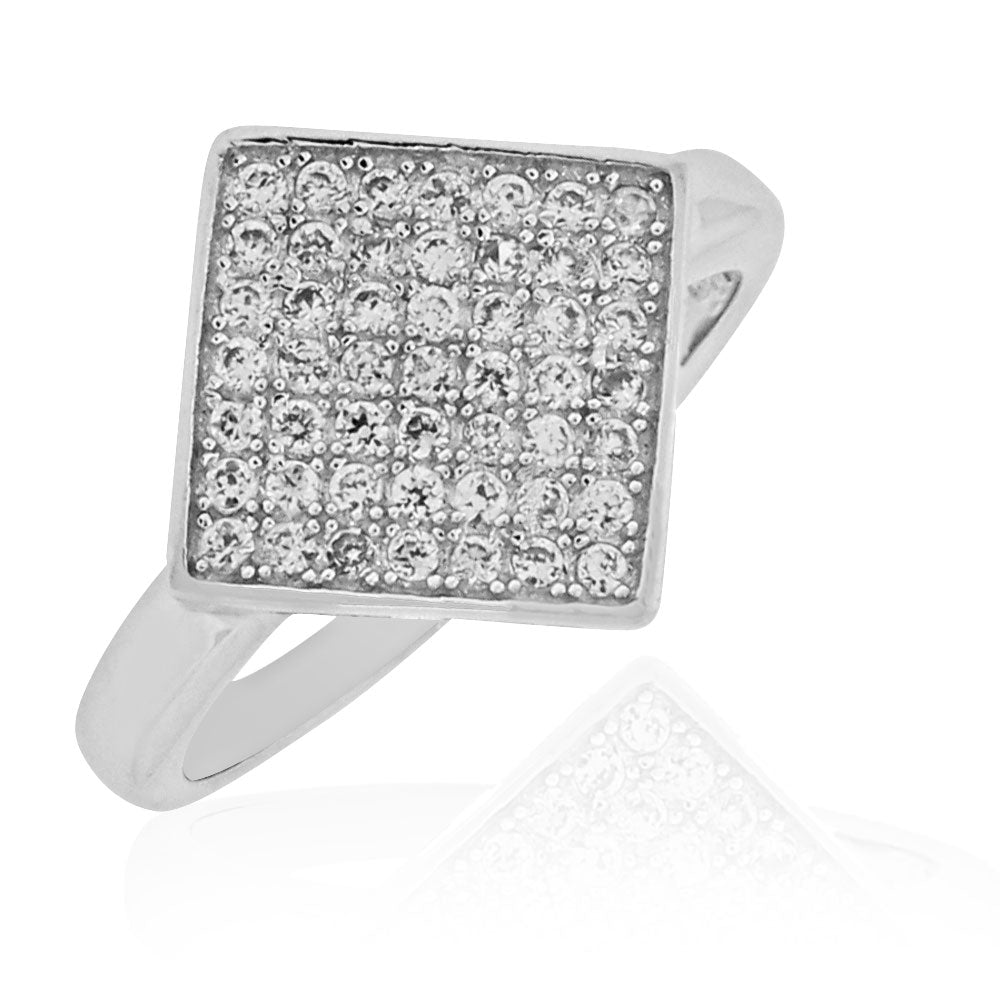 925 Sterling Silver White Clear CZ Engagement Cocktail Ring Band