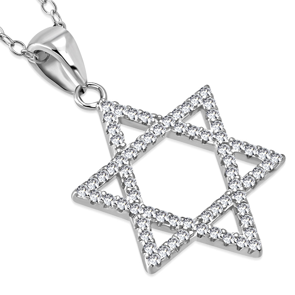 925 Sterling Silver Star of David Pendant Necklace