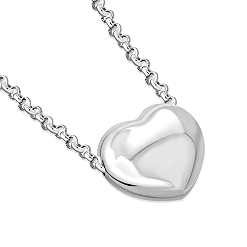 Womens 925 Sterling Silver Heart Pendant Necklace