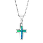 My Daily Styles 925 Sterling Silver Opal Cross Pendant Necklace