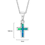 My Daily Styles 925 Sterling Silver Opal Cross Pendant Necklace