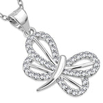 925 Sterling Silver Butterfly CZ Pendant Necklace
