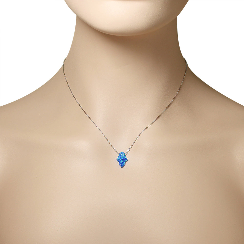 Opal Hamsa Necklace Pendant Sterling Silver