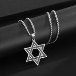 My Daily Styles Men’s Stainless Steel Star of David Pendant Necklace – Black Enamel Inlay Magen David with 24 Inch Chain, Available in Gold Tone or Silver