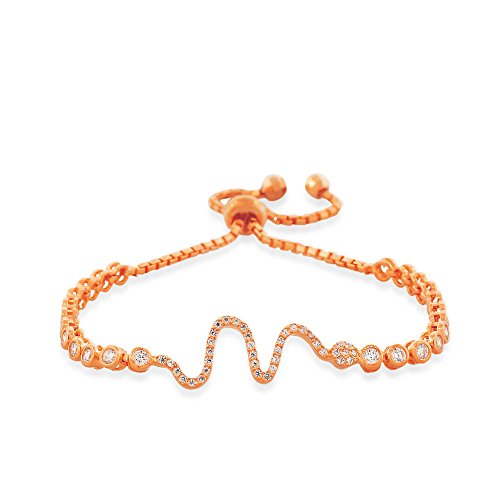 925 Sterling Silver Yellow Gold-Tone White CZ Snake Womens Link Chain Bracelet