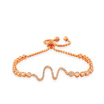 925 Sterling Silver Yellow Gold-Tone White CZ Snake Womens Link Chain Bracelet