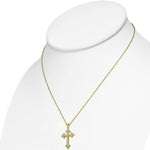 925 Sterling Silver Yellow Gold-Tone Clear CZ Religious Cross Pendant Necklace