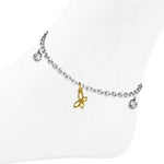 Stainless Steel Two-Tone Butterfly Adjustable Anklet Bracelet