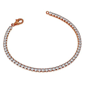 925 Sterling Silver Yellow Gold-Tone White Clear Round CZ Classic Tennis Bracelet, 7.5"
