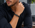 Black Braided Leather & Black CZ Stainless Steel Unisex Bracelet