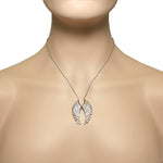 925 Sterling Silver White Clear CZ Large Statement Angel Wings Pendant Necklace, 18"