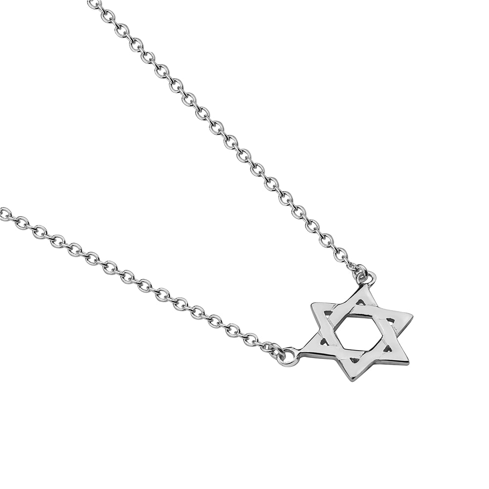 Sterling Silver Small Classic Jewish Star of David Pendant Necklace