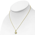 925 Sterling Silver Yellow Gold-Tone Jewish Star of David Multicolor CZ Pendant Necklace