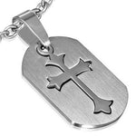 Stainless Steel Silver-Tone Religious Cross Pendant Necklace