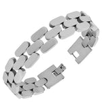 Stainless Steel Silver-Tone Link Chain Mens Bracelet