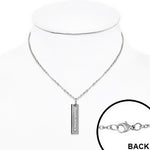 Stainless Steel Silver-Tone Pink CZ We Pray for the Future Pendant Necklace