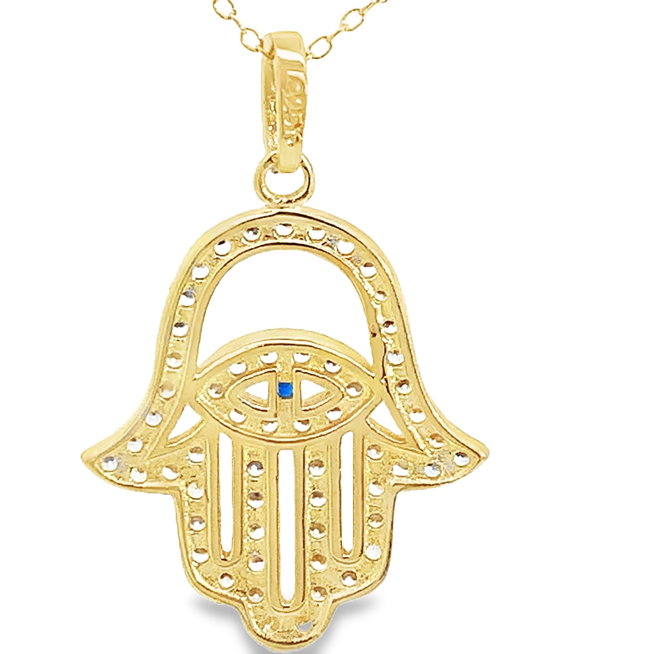 My Daily Styles 925 Sterling Silver Hamsa CZ Pendant Necklace