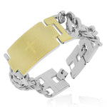 Stainless Steel Two-Tone Lords Prayer in English Chain Mens Bracelet