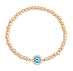 My Daily Styles Sterling Silver Evil Eye Beaded Stretch Bracelet, Blue Simulated Turquoise Center with Crystal Accents