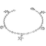 Stainless Steel Silver-Tone Stars Womens Adjustable Link Chain Bracelet