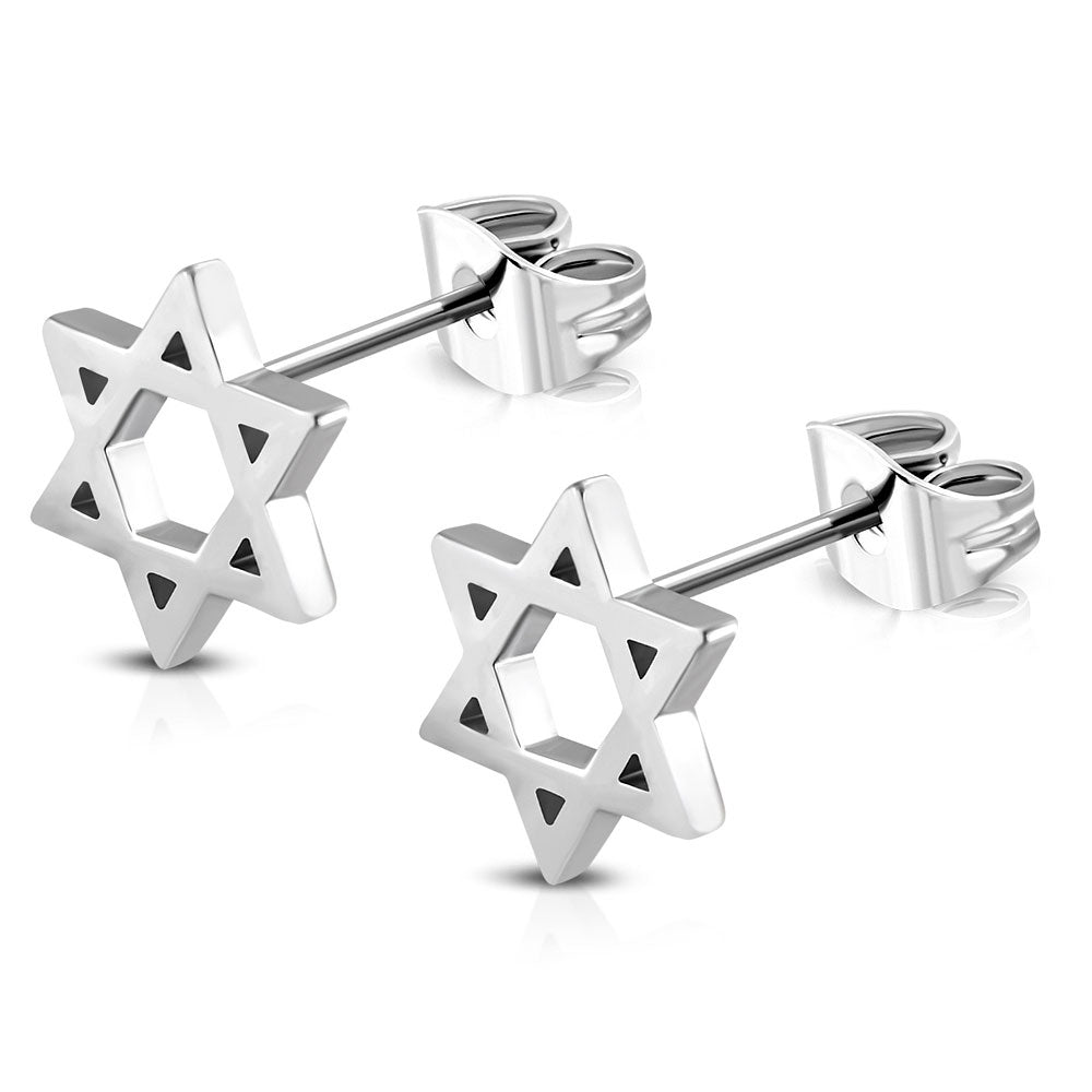 Jewish Star of David Stud Earrings, 0.35"