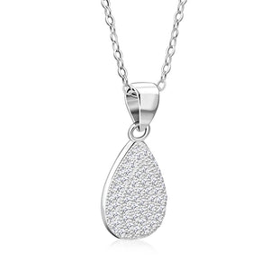 925 Sterling Silver White Clear CZ Teardrop Stud Earrings Pendant Necklace Set