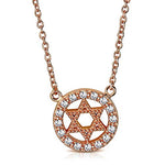 925 Sterling Silver Yellow Gold-Tone CZ Womens Jewish Star of David Pendant Necklace