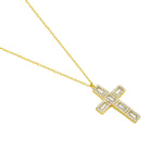My Daily Styles 925 Sterling Silver Solid Cross Cubic Zirconia Women's or Girls Pendant - Adjustable Chain 16"-18"