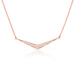 925 Sterling Silver White CZ Sideways Bar Pendant Necklace