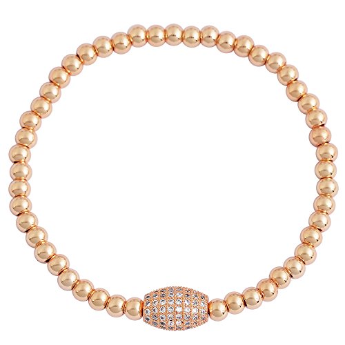 My Daily Styles Stainless Steel Beaded Stretch Bracelet with Crystal Accent Barrel, Elastic Band