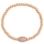 My Daily Styles Stainless Steel Beaded Stretch Bracelet with Crystal Accent Barrel, Elastic Band
