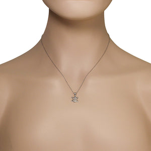 925 Sterling Silver White Clear Blue CZ Frog Pendant Necklace