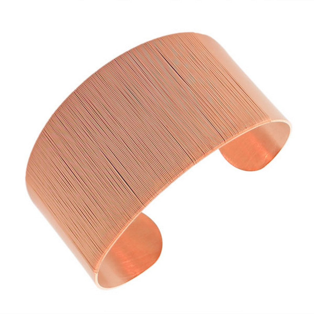 Stainless Steel Rose Gold-Tone Wrap Bangle Bracelet with Open End